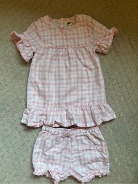 Monica + Andy Girls Pink Gingham Ruffle Set